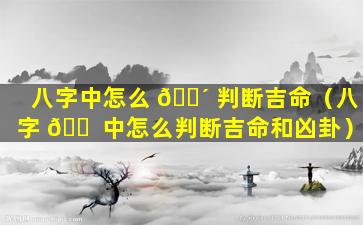 八字中怎么 🌴 判断吉命（八字 🐠 中怎么判断吉命和凶卦）